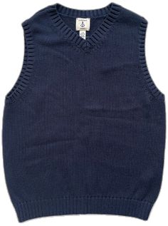 Blue Cotton Vest For Fall, Blue Cotton Sweater Vest For Fall, Navy Cotton Sweater Vest For Winter, Blue Cotton Sweater Vest For Winter, Classic Blue Cotton Vest, Navy Cotton Casual Sweater Vest, Classic Blue Cotton Sweater Vest, Casual Navy Cotton Sweater Vest, Blue Knitted Cotton Tops