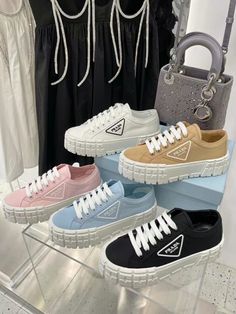 Designer Sneakers Women, Nylon Dress, Cheap Shoes Online, Women Platform Shoes, Lady Fashion, Swag Shoes, Triple Black, Prada Shoes, Dream Shoes