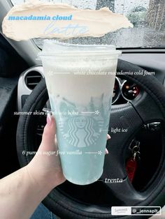 someone holding up a starbucks drink in their hand with instructions on the inside of it