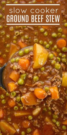 slow cooker ground beef stew with peas and carrots