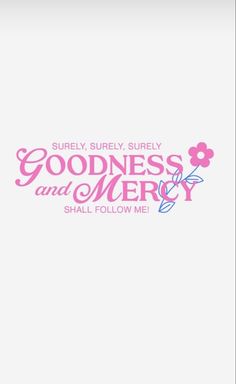 a pink and white photo with the words godness and mery on it's side