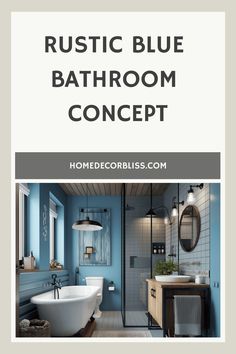 blue rustic bathroom Rustic Blue Bathroom, Rustic Color Schemes, Charming Aesthetic, Blue Palette, Rustic Blue, Rustic Colors