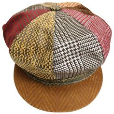 Roberto Cavalli Leather Multi Patterns Patchwork Newsboy Cap  | From a collection of rare vintage caps at https://www.1stdibs.com/fashion/accessories/caps/ Newsboy Cap Pattern, Paper Boy Hat, Woman Hats, Brown Leather Hat, Tartan Hat, Plaid Hat, Sewing Hats, Plaid Hats, Brown Hat