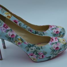 Shoe Dazzle-Graziella Fabric Round Toe Vantage Style Floral Print Platform Pumps. Material: Canvas Color: Light Blue Floral Print Size: 10 Height: 4” Width: M Condition: Brand New Never Worn, No Box, No Tags, Shoes Kept In A Clear Plastic Shoe Box Ship:1-3 Business Days Pet Free, Smoke Free, Clean Home Non-Returnable Blue Heels With Floral Print And Round Toe, Blue Floral Print Heels With Round Toe, Clear Plastic Shoe Boxes, Shoe Fits, Blue Floral Print, Clean Home, Shoe Dazzle, Platform Pumps, Shoes Shoes