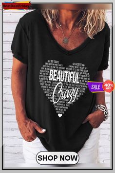 Bestdealfriday Beautiful Crazy Heart Tee Crazy Heart, Beautiful Crazy, Women's Outfits By Occasions, Heart Tee, Tops Online, Unique Designers, Online Tops, Grey Women, Pink Gray