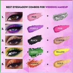 Types Of Eyeshadow Styles, Eyeshadow Color Combinations, Colourful Eyeshadow Looks, Face Makeup Guide, Eyeshadow Combos, Colourful Eyeshadow, Everyday Eyeshadow