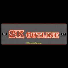 the sk outline sticker is shown in red and black on a dark background