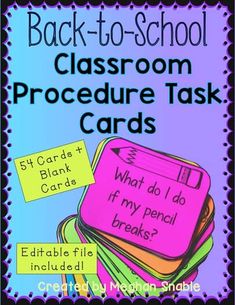 back to school classroom procedure task cards