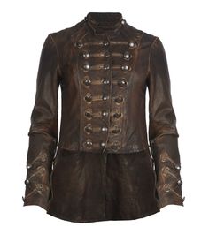 AllSaints Brocade Military Tailcoat. Love how worn the leather looks, very unique Leather Coat Aesthetic, Coat Aesthetic, All Saints Leather Jacket, Tail Coat, Military Inspired Fashion, Steampunk Jacket, Military Inspired Jacket, Steampunk Costume, Military Inspired