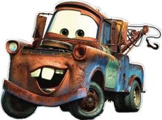 the tow truck is smiling and ready to be used as a decoration for any child's room