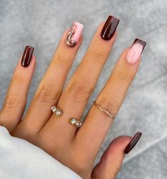 thanksgiving nail designs Thanksgiving Nail Designs, Square Nail Designs, October Nails, Blush Nails, Fall Acrylic Nails, Burgundy Nails, Thanksgiving Nails, Brown Nails, Autumn Nails