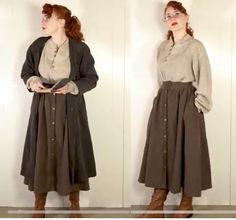 Apothecary Outfit Medieval, Rachael Maksy Outfits, Rachel Maksy Aesthetic, Long Skirt Academia Outfit, Hobbit Aesthetic Clothes, Rachel Maksy Outfits, Dark Academia Fashion Skirt, Dark Academia Long Skirt, Rachel Maksy Pinafore