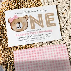 a teddy bear birthday party with pink gingham paper