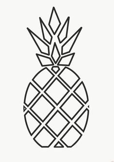 a black and white image of a pineapple with geometric lines on the bottom half