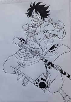 an ink drawing of gohan from dragon ball