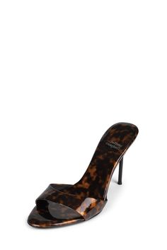 Stiletto almond-toe sandal Fits true to size Measurements taken from size 7 3.75" Heel, 0.25" Platform Leather Upper, Leather/ Synthetic Lining, Synthetic Sole Brown Snake, Stiletto Sandals, Toe Sandals, Beige Brown, Jeffrey Campbell, Strappy Sandals, Tortoise, Leather Upper, Size 7