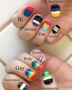 Easy pride nails you can do at home | No professional tools!! Pride Nails Designs, Easy Pride Nails, Pride Nails, Flag Nails, Pretty Nail Art, Cute Nail Art, Professional Tools, Chrome Nails, Rhinestone Nails