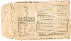 an old piece of paper with instructions on how to sew and where to use it