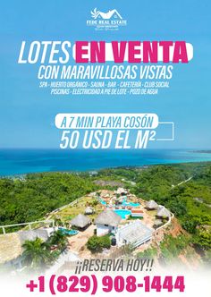 an aerial view of the resort with text that reads, lotes en venta con marvallos vistas