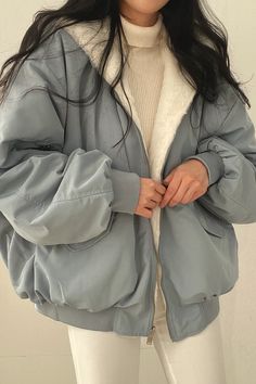 대학생 스타일, Solid Clothes, Warm Coat, Winter Outfits Women, Hooded Coat, Looks Style