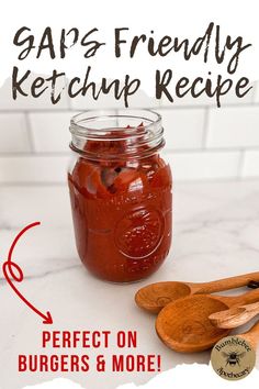 Making your own homemade Ketchup at home is so much easier than you would think! This recipe is low-carb, Paleo, Whole30, and GAPS diet-friendly and so delicious. Homemade means no artificial junk, preservatives  or extra sugar added. Whether you're just out of ketchup or wanting a healthier option this is a must try recipe. Homemade Ketchup Recipes, Gaps Diet Recipes, Gaps Recipes, Scd Recipes, Ketchup Recipe, Homemade Ketchup, Healing Recipes, Gaps Diet