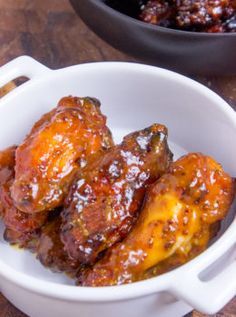 some food is in a white bowl on a table