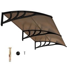 an awning is attached to the side of a building with screws and hardware