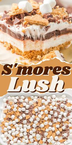 s'mores lush dessert recipe with text overlay