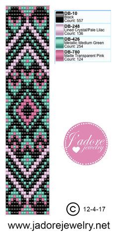 a cross stitch bookmark with the pattern in pink, green and blue