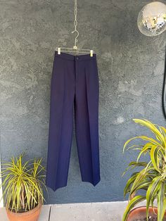 Gorgeous deep indigo / navy blue polyester pants made by LEVIS circa the '70s High waisted and straight through the leg.  26" waist 12" rise 31" inseam 19" hips Levi's Wide Leg Blue Pants, Vintage High Rise Denim Blue Pants, Retro Levi's Wide-leg Bottoms, Retro Levi's Blue Bottoms, 70s Levis, Deep Indigo, Polyester Pants, Navy Blue, Gender Neutral