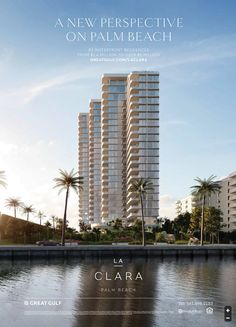 the movie poster for la clara is shown with palm trees and buildings in the background