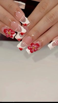 Red Acrylic Nails, Summery Nails, Acrylic Nails Coffin Pink, Bling Acrylic Nails