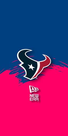 the new era logo on a blue and pink background