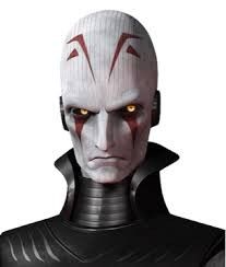 an image of a man with red eyes and white hair wearing a star wars mask