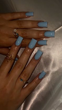 Pretty Solid Color Acrylic Nails, Nice Colors For Nails, Plain Tips Nails, Solid Color Nails With Simple Design, Basic Blue Nails Acrylic, Nail Ideas Single Color, One Color Short Acrylic Nails, Simple Nail Designs Solid Colors, One Solid Color Nails