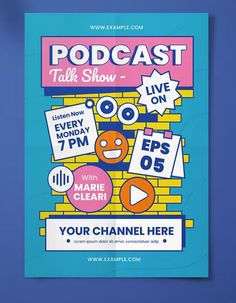 a poster for an upcoming show called the talk show, featuring two cartoon faces on a brick wall