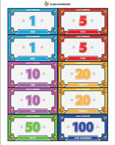 printable classroom reward cards with numbers