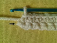 the crochet stitch is being worked on