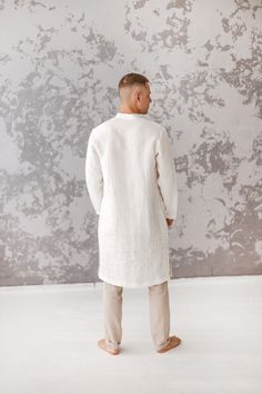 White men tunic shirt, men linen kaftan white, long linen shirt, Linen Caftan, long tunic robe, comfy Loungewear, Linen Robe, linen clothing Gorgeous eco-friendly loose and at the same time stylish kaftan shirt made of high quality softened Baltic pure linen. Perfect choice for a hot weather, holidays or as loungewear. Listing includes only kaftan robe, matching pants are sold separately: https://www.etsy.com/listing/642782409/mens-linen-striped-pants-linen-trousers?ref=shop_home_active_1 Harem Relaxed Fit Long Sleeve Linen Kurta, Casual White Long Sleeve Kaftan, Spring Linen Tunic Kurta, Summer Linen Kurta With Relaxed Fit, Spring Linen Kurta With Relaxed Fit, White Relaxed Fit Linen Tunic, White Linen Long Sleeve Tunic, White Linen Tunic With Long Sleeves, White Long Sleeve Linen Tunic