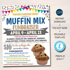 this is an image of a flyer for muffin mix fundraiser