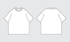 the front and back view of a white t - shirt with short sleeves, on a gray background