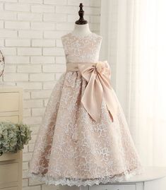 Lace Flower Girls, Baby Pageant Dresses, Baby Pageant, Flower Girl Dresses Champagne, Flower Girls Dresses, Dancing Party, Infant Flower Girl Dress