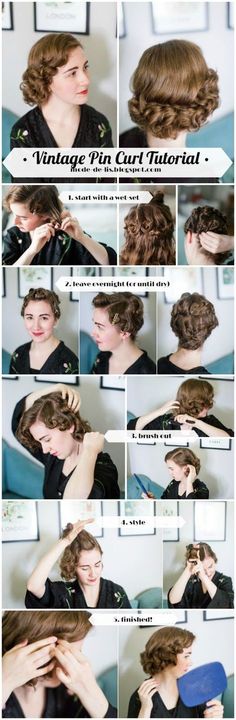 1920s Long Hair, Vintage Hairstyles For Long Hair, Vintage Hairstyles Tutorial, 1940s Hairstyles, How To Curl Short Hair, Pin Curls, Pin Up Hair, Super Hair, Short Hair Tutorial