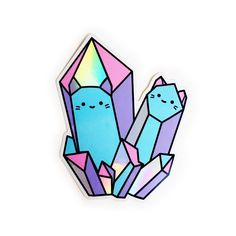 a sticker with two cats sitting on top of each other in front of a white background