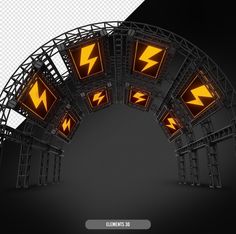 an image of a set of stage lights with different lighting effects on the sides and in the middle