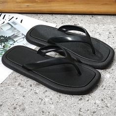 The Square Toe Flip Flops are the modern flip flop of the year. These chic shoes are perfect for the summer months to bring to the beach, pool, or to walk around town in. They are flexible and comfortable, an amazing pair to go with your outfits. FEATURES: Style Open Toe Season Spring/Summer Sole Flat Vamp material EVA COMFORTABLE MATERIAL: The Square Toe Flip Flops are made of high-density material. These are light, soft, breathable, and waterproof, and their excellent flexibility and durabilit Mens Flip Flops Fashion, Ladies Slides, Slides Slippers, Chic Shoes, The Square, Trend Fashion, Designer Sandals, Toe Sandals, Fashion Today