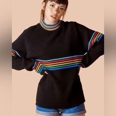 New! UNIF Prisma Rainbow Sweater in Black Size XS was just added to eBay. Check it out! #eBay #eBaySeller Unif Clothing, Rainbow Sweater, Outfits 2017, Casual Street Style, Ugly Sweater, Luxury Handbags, Black Sweaters, Long Sleeve Sweater, Sweater Outfits