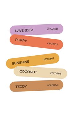 an image of the names of different types of items