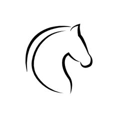 a horse's head is shown in black and white, with the word horses on it