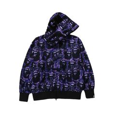 Ape Head Graffiti Shark Full Zip Hoodie Hooded Tops With Double-lined Hood For Streetwear, Hooded Top With Double-lined Hood For Streetwear, Hooded Purple Sweatshirt For Streetwear, Purple Hooded Sweatshirt For Streetwear, Purple Sweatshirt For Winter Streetwear, Athleisure Hooded Jacket With Adjustable Hood For Streetwear, Purple Double-lined Hoodie For Fall, Purple Hoodie For Streetwear, Purple Streetwear Outerwear With Drawstring Hood